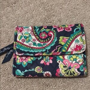 Vera Bradley Pink and Green Quilted Wallet with Paisley Design